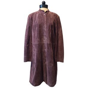 Plum Suede Leather Duster Jacket  B Bernardo XL